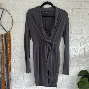 31. Victoria’s secret body on type slate gray long sleeve drape neck mini dress